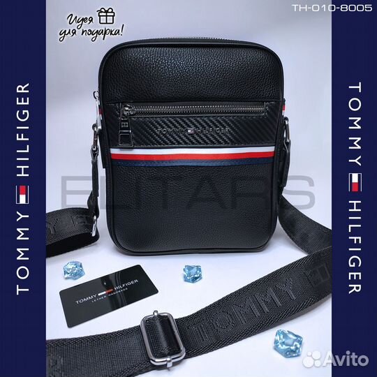 Сумка мужская карбон с лого Tommy Hilfiger арт8005