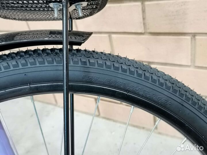 Велосипед складной с багажником и корзинкой,фиолет