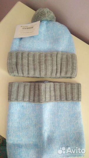Детский комплект, шапка + снуд