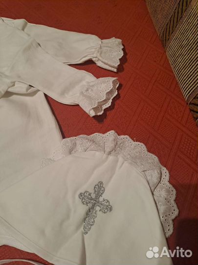 Крестильный набор рубашка платок 68