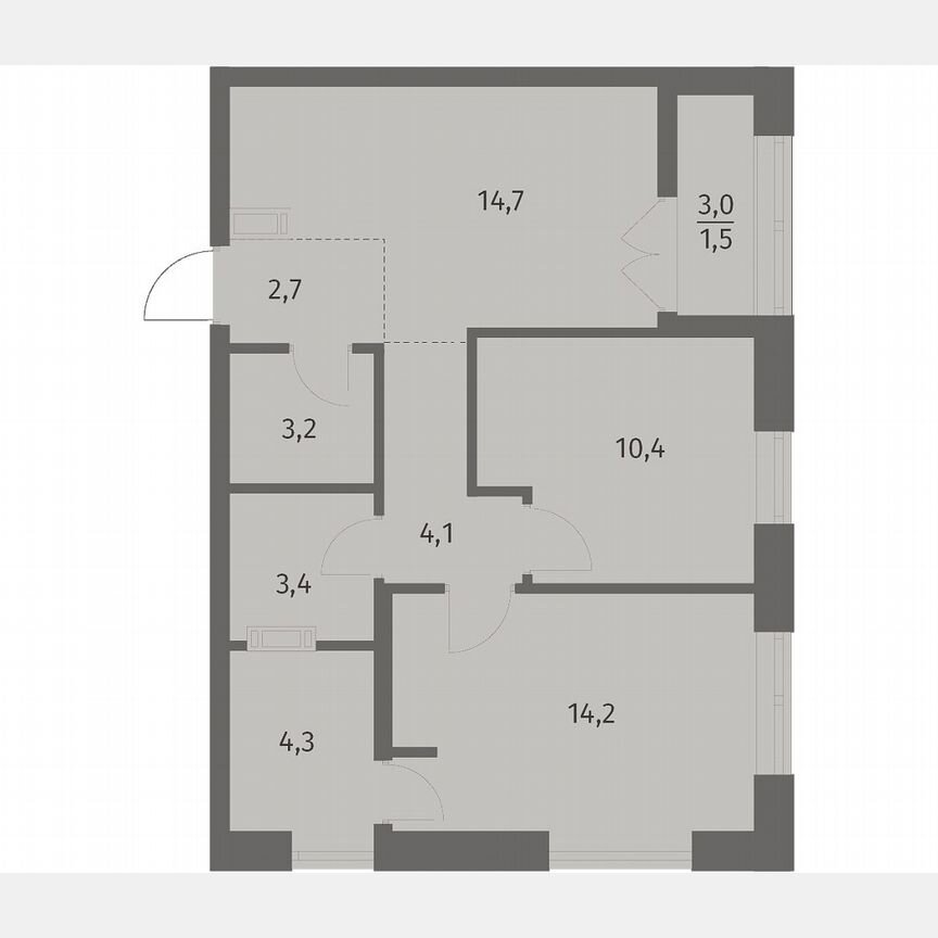 2-к. квартира, 58,5 м², 5/12 эт.