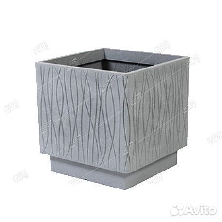 Кашпо пластиковое квадрат naturalia серый 40*40см