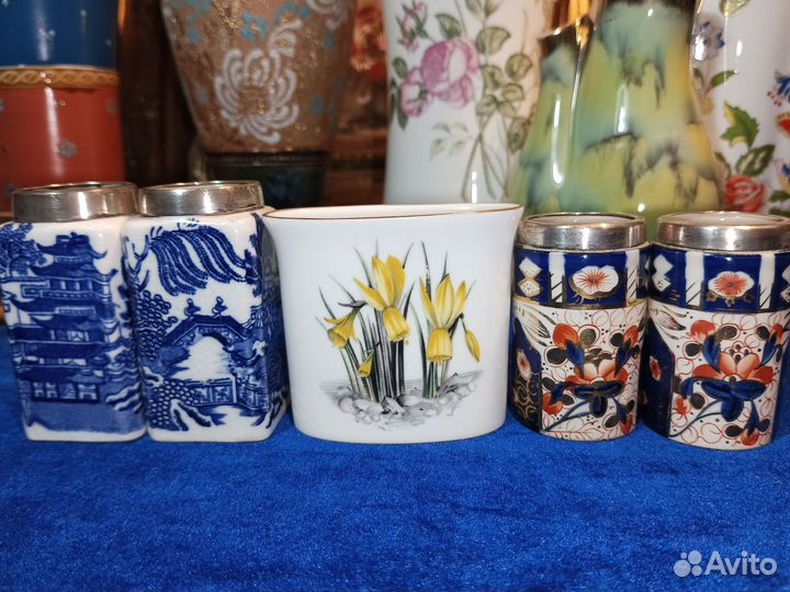 Вазы.Мини.Англия.Старинные.Парные.Фарфор