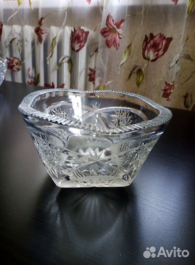 Ваза салатница хрусталь СССР хрусталь богемия