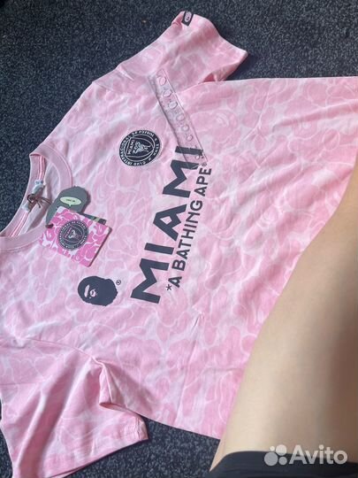 Футболка bape x inter miami розовая