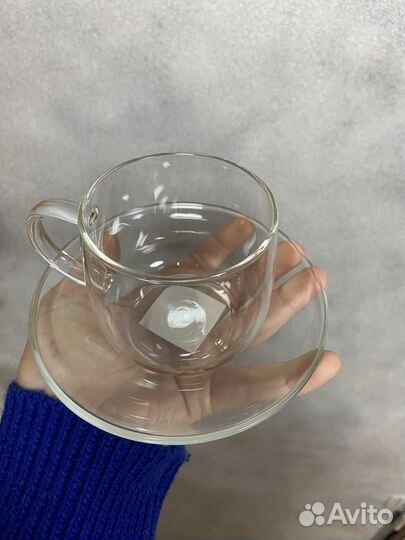 Чашка с блюдцем стеклянная 200мл