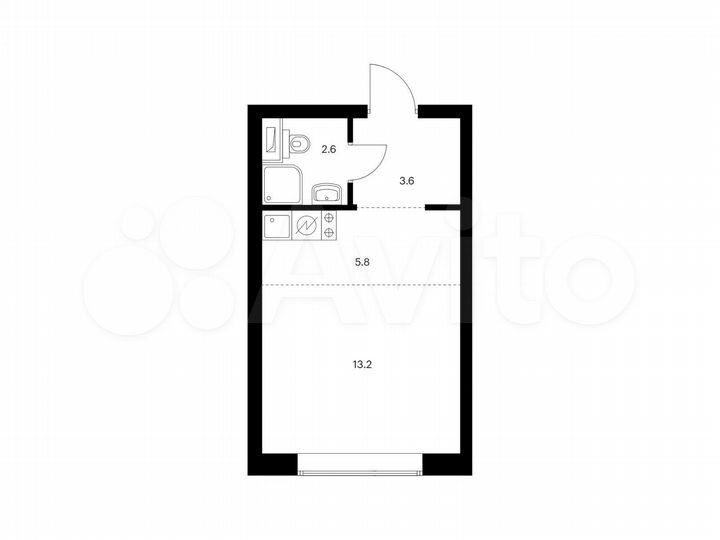 Квартира-студия, 25,2 м², 15/53 эт.