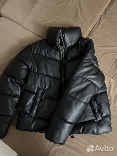 Кожаный пуховик