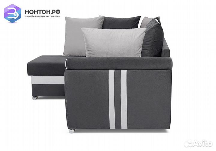 Диван угловой дельфин Стефани темно-серый / серый