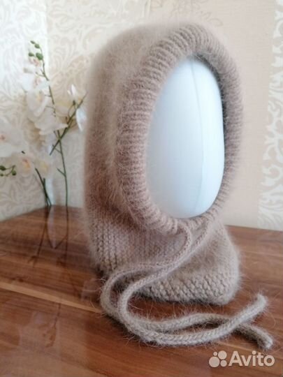 Капор капюшон вязаный из пуха норки