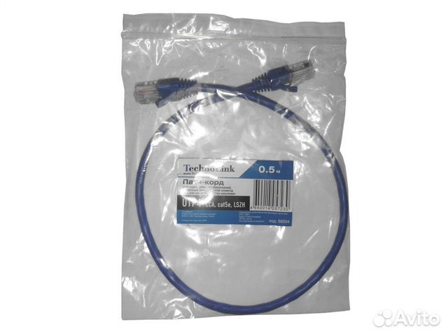 Патч-корд Technolink *C* UTP4 cat.5e 0.5M CCA сини