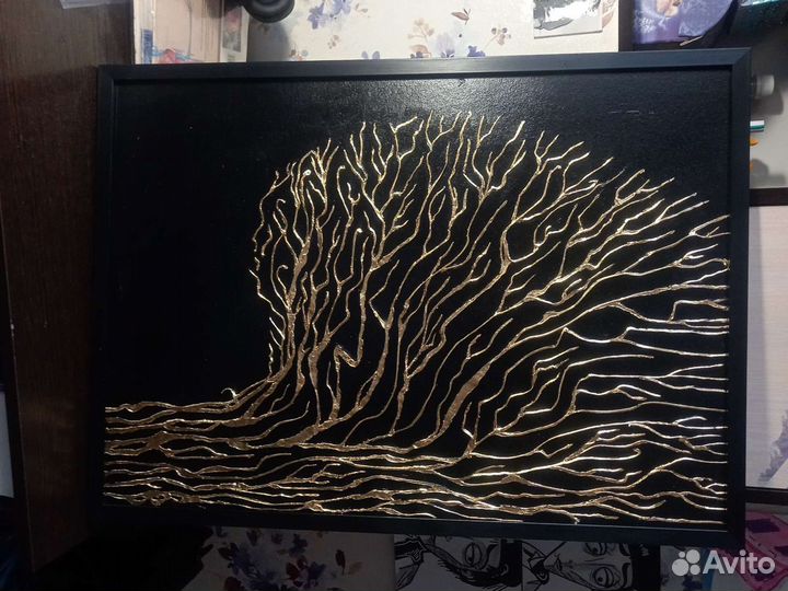 Картина интерьерная 50/70 акрил поталь золото