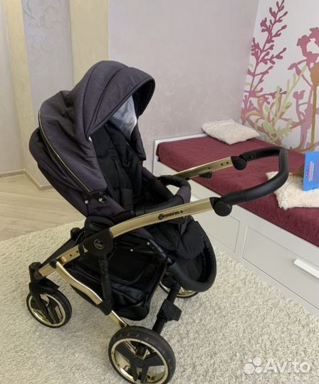 Коляска Yunama Diamond 3/1 черно-золотая