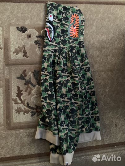 Зип худи bape shark зеленая