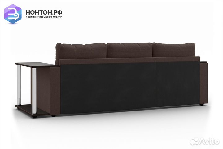 Диван угловой дельфин Атланта рогожка коричневая