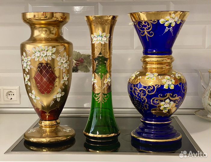 Богемия Вазы для цветов h 43 см Винтаж