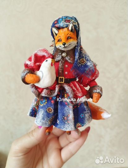 Ватные елочные игрушки, Лиса, игрушки из ваты