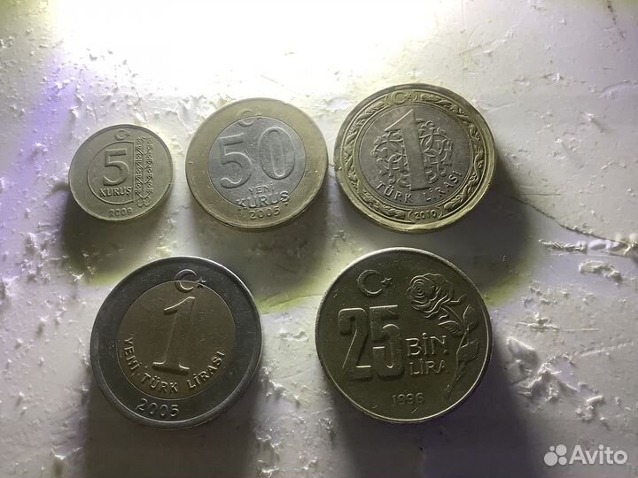 Турция 1,5,10,25,50 куруш; 1, 25000,100000 лир