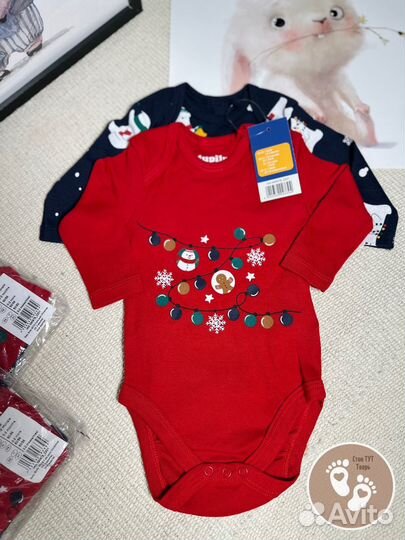 Комплект новогодних боди для новорожденных Lupilu