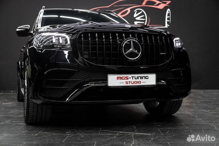 Передний бампер+ диффузор и насадки 63 AMG GLS 167