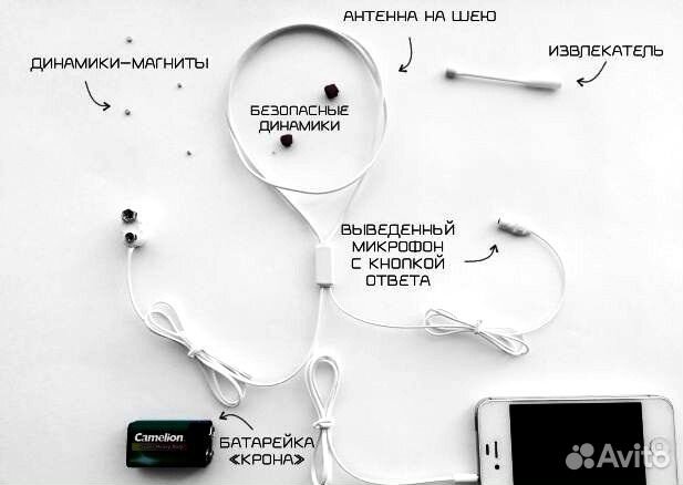 Микронаушники магнитные с выводным микрофоном