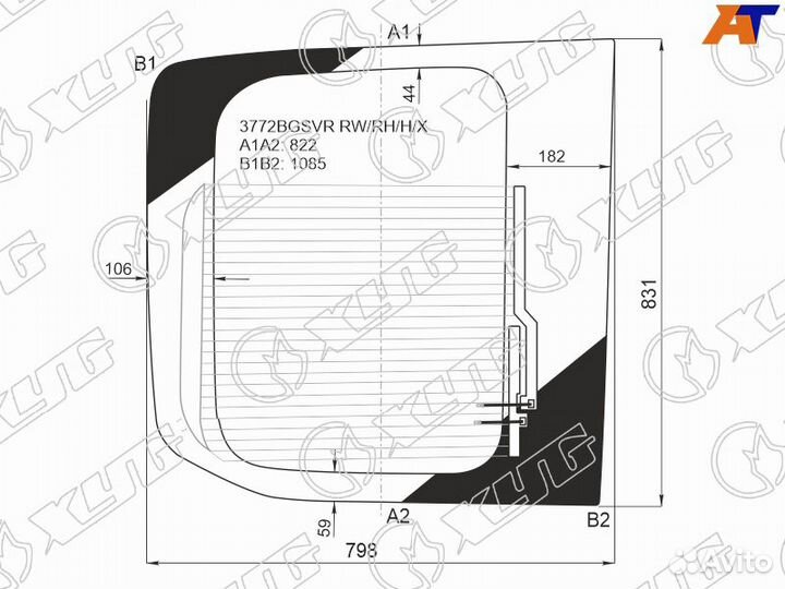 Стекло двери багажника правое Ford Transit 7