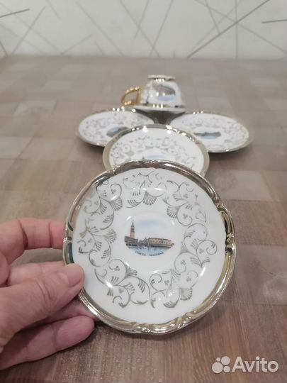 4 кофейный блюдца и чашка Bavaria