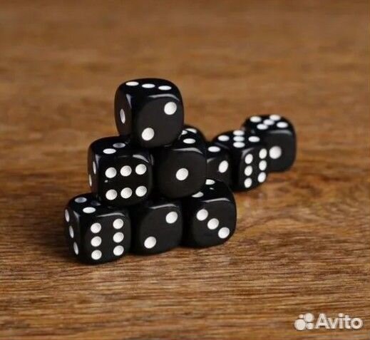 Кости игральные, 1.6 х 1.6 см чёрный пластик