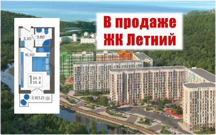 1-к. квартира, 25,8 м², 2/12 эт.