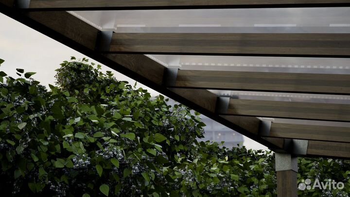 Автомобильный навес из клееного бруса лофт