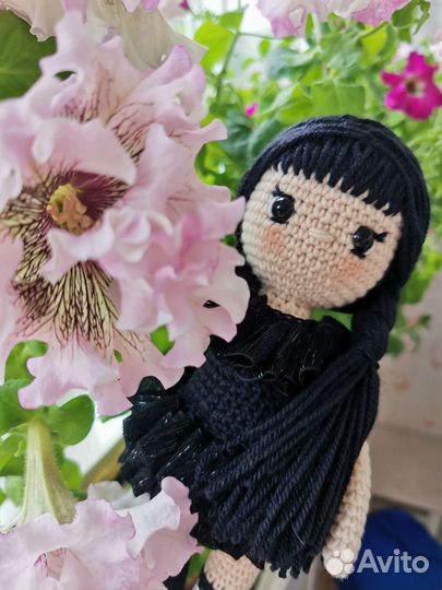 Кукла вязаная, Уэнсдей Аддамс, ручная работа