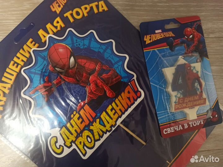 Топпер и свеча в торт Человек-Паук