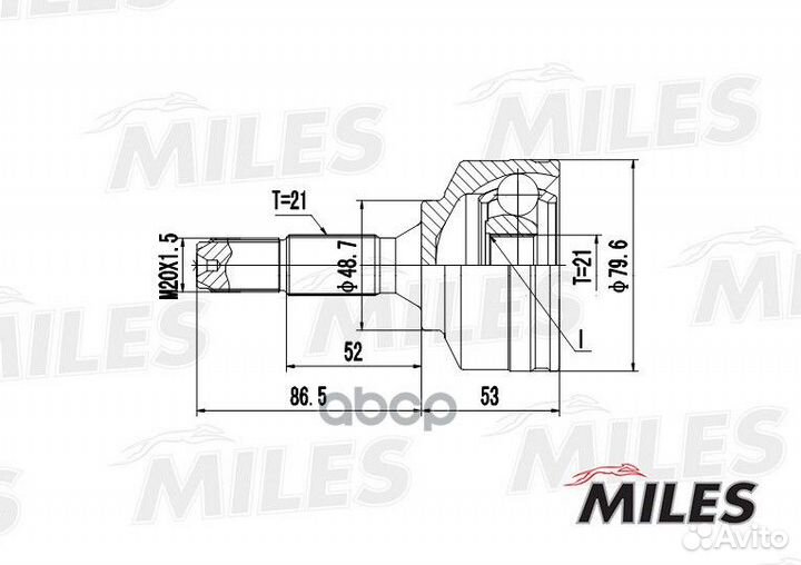 Шрус peugeot 206 1.1-1.4 98- нар. ga20368 Miles