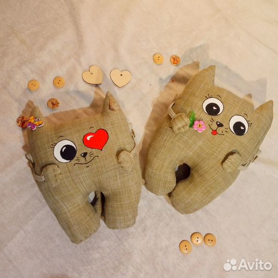 Котики 2 шт. мягкие игрушки Влюблённая пара