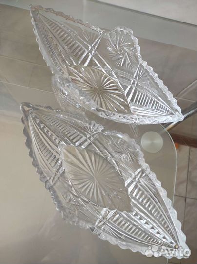 Вазы-ладьи,хрусталь СССР. Состояние новых