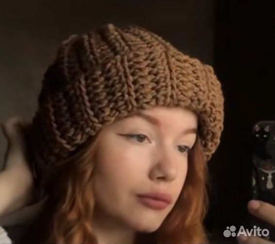Шапка женская вязаная объемная новая