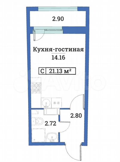 Квартира-студия, 21,1 м², 11/18 эт.