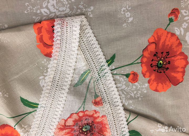 Скатерть круглая 157см -№3-3, новая, полульняная