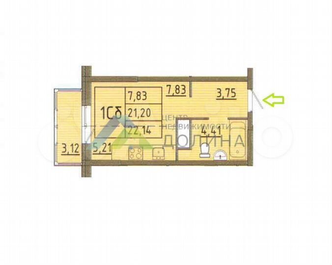 Квартира-студия, 22,1 м², 15/22 эт.