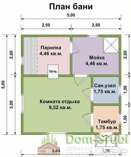 Электрогорск. Хорошая Баня из бруса Б-38 (5х5)