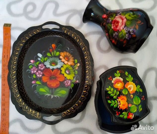 Ваза, поднос, шкатулка Жостово
