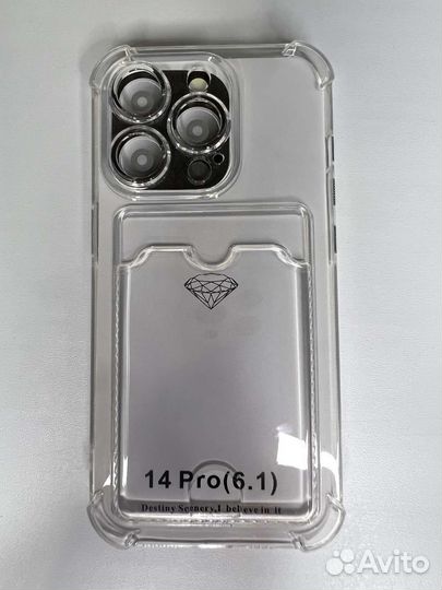 Прозрачные чехлы с карманом под карту на iPhone