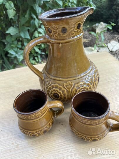 Набор кувшин и стаканы глиннняные СССР