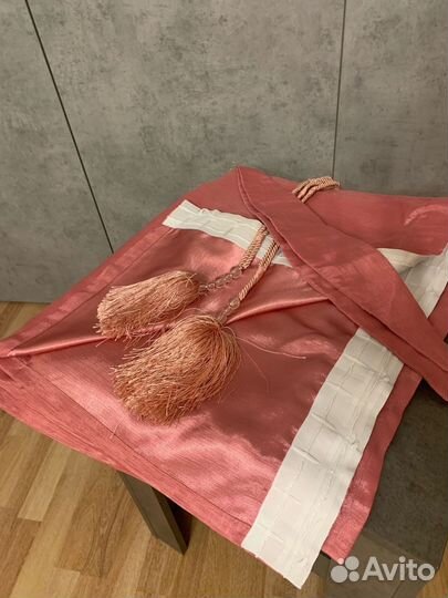 Шторы розовые и тюль
