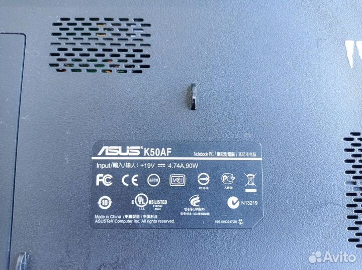 Продам ноутбук asus K50AF