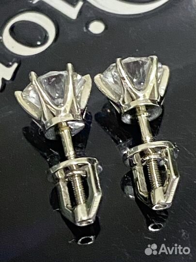 Серьги пусеты золото бриллианты 2 ct