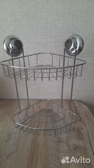 Угловая полка для ванной на присосках