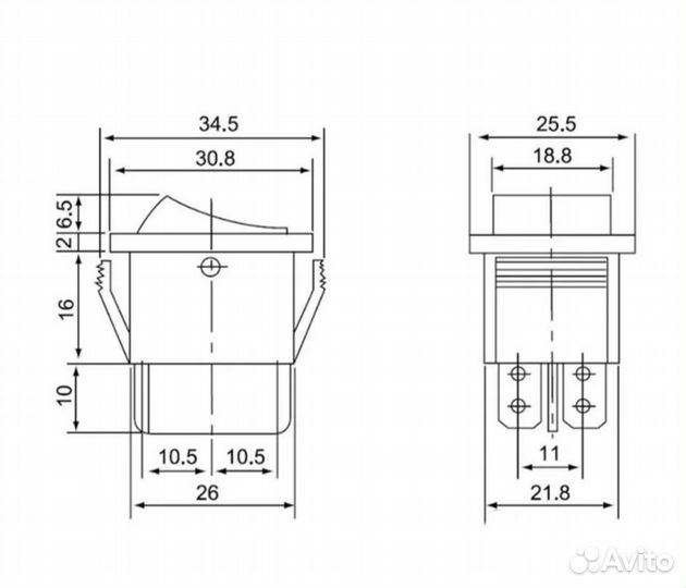 Выключатель для удлинителя 4 конт KCD2 16а 250В