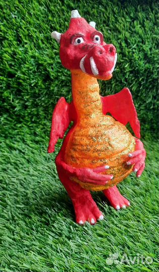 Дракон. Ватная елочная игрушка