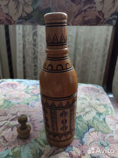 Деревянная бутылка со стопками СССР